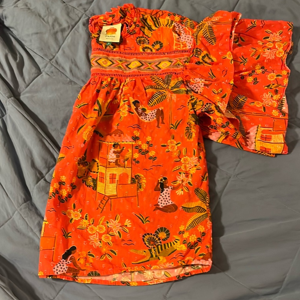 FARM RIO Red Secret Garden Organic Cotton Blouse
